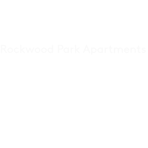The image shows the text "Rockwood Park Apartments" in white on a black background.